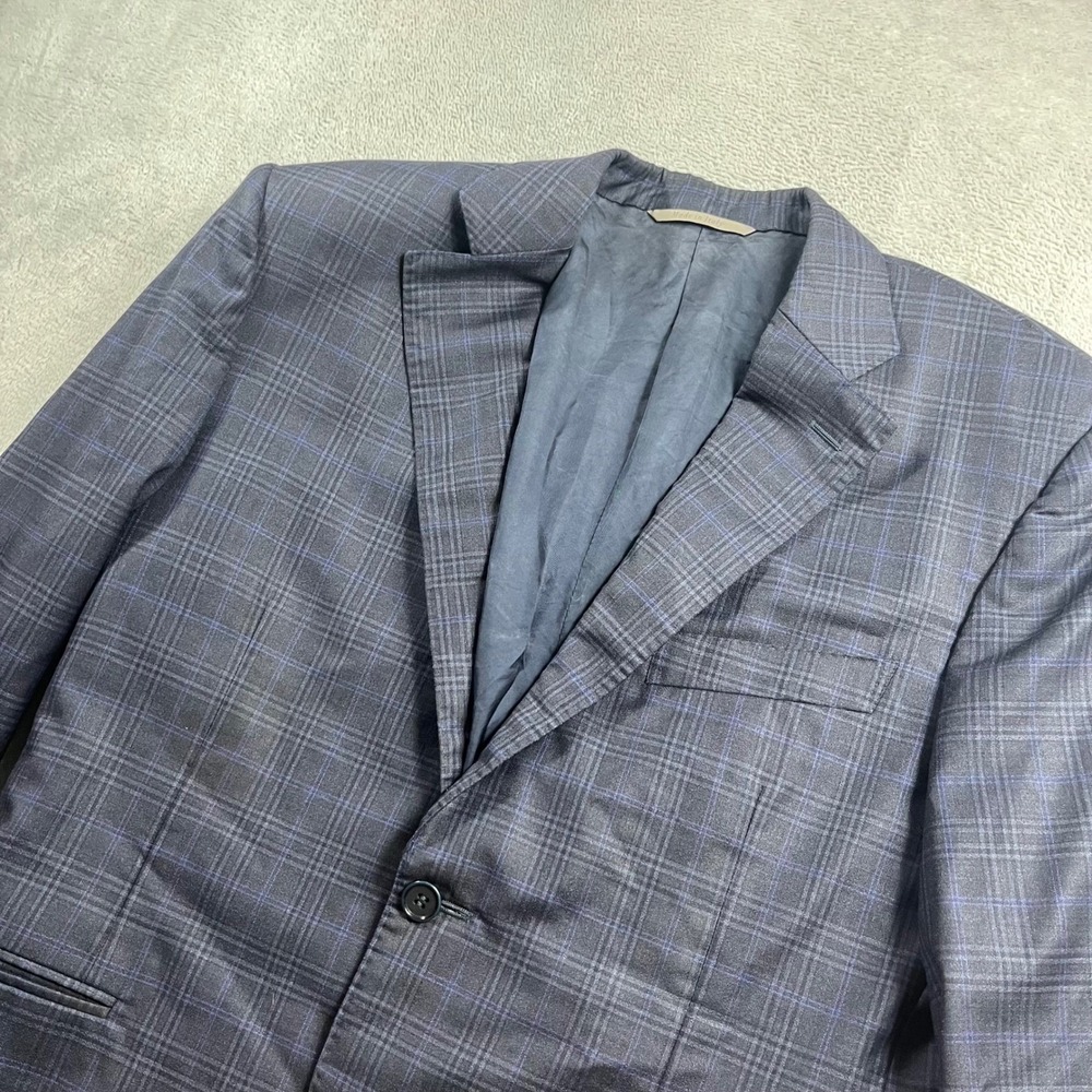 Canali 1934 Mens Navy Blue Plaid 100% Wool Blazer Sport Coat Made in Italy 50 7C